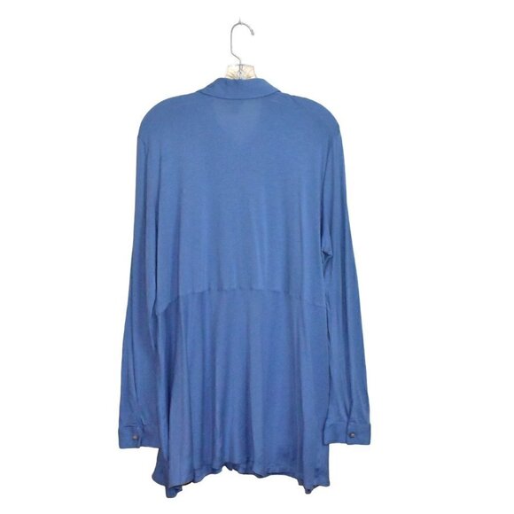 J. Jill Long Sleeve Button Down Tunic Top Blouse Blue Size XL - Picture 2 of 9